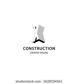 Letter X 3D logo for construction and architecture company. property logo design template for your brand