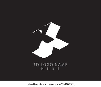 letter X 3D logo vector with black background