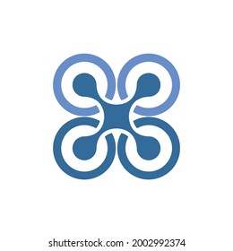 letra X logotipo drone abstracto icono concepto plano diseño vectorial