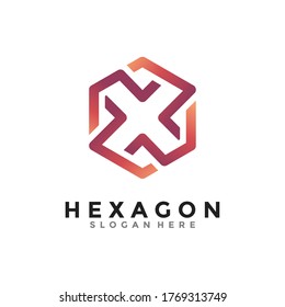Letter X for abstract hexagon logo vector. Cube logo. Creative geometric logo design concept.