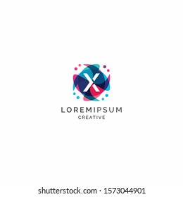 Letter X Abstract Logo Design Template. Colorful Overlay Vector Illustration