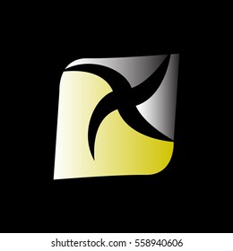 Letter X abstract logo template elements rounded square gold silver