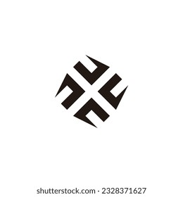 Abstrakter Buchstabe X, quadratisches geometrisches Symbol, einfaches Logo, Vektorgrafik
