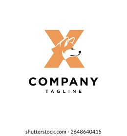 Letter X Akita Dog Logo Icon vector