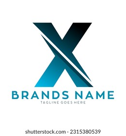 Letter X alphabet with fracture effect vector logo