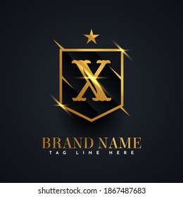 Letter X Alphabet Logo 3d gold Illustration Template Design. Vector Eps 10