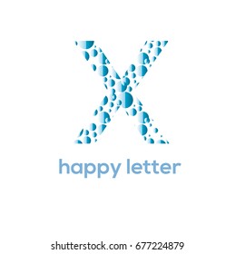 Letter X of the alphabet  vector logo design. Water bubbles brand identity