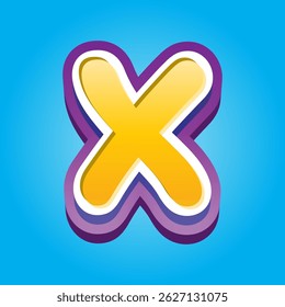 Letter X Alphabet with Yellow and Blue Gradient. Text Effect. Alphabet Letter Vector. High Quality Vector