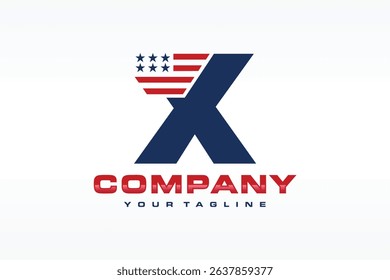 letter X american flag logo