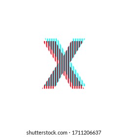 letter "X", anaglyph effect, editable vector