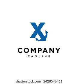 Letter X Anchor logo icon vector template.eps