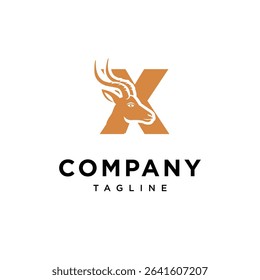 Letter X Antelope Logo Icon Vector