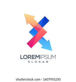 letter X arrow colorful logo design