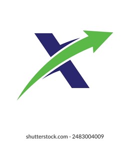letter X with arrow concept logo design for company business