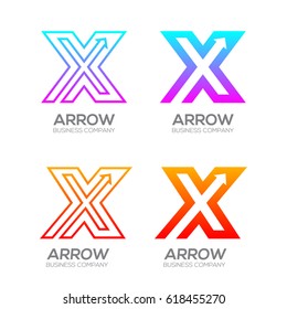 Letter X with Arrow, Finance, Business, Moving, Forward, Logotype