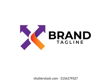 Letter X Arrow Logo Design, usable for logistic, finance and company logos,  vector illustration