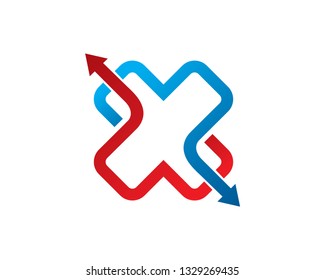 Letter X Arrow Logo Template, Icon, Symbol - Vector