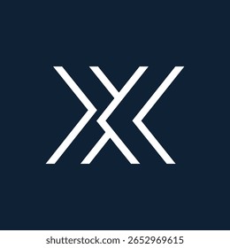 Letra X con línea de forma de flecha espacio negativo moderno logotipo único
