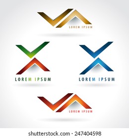 Letter X and arrow shaped logo icon design template elements