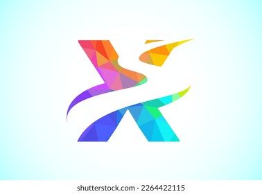Letter X with backspace S or pathway logo design vector template. Low poly style graphic alphabet symbol