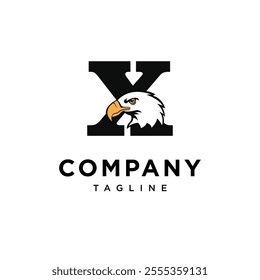 Letter X Bald Eagle Logo Icon Vector