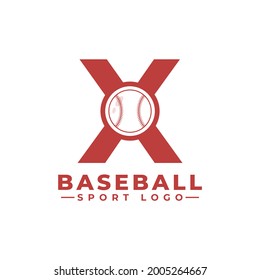 Letter X with Baseball Logo Design. Vector Design Template Elements for Sport Team or Corporate Identity.