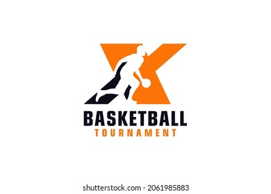 Letter X with Basketball Logo Design. Vector Design Template Elements for Sport Team or Corporate.