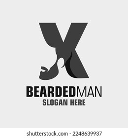 Letter X Bearded Man Logo Design Template Inspiration, Vector Illustration.