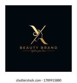 Letter X Beauty Face, Hair Salon Logo Design