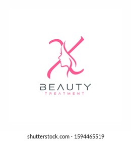 Letter X Beauty Face Logo Design Stock Vector (Royalty Free) 1594465519 ...