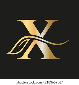 Letter X Beauty Flower Luxury Logo with Creative Concept Elegant, Beauty, Salon, Spa, Fashion and Yoga Sign Vector Template
