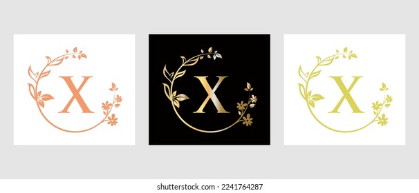 Letter X Beauty Logo for Decorative, Flower, Spa Template