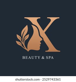 Letra X com design de logotipo de beleza conceito exclusivo Premium Vetor