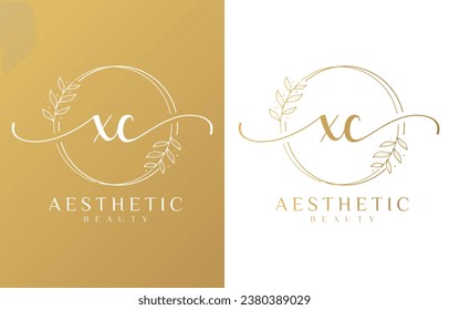 Letter X Beauty Logo with Flourish Ornament