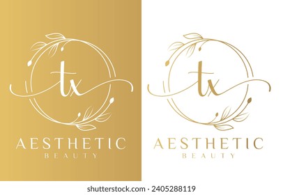 Letter X Beauty Logo with Flourish Ornament