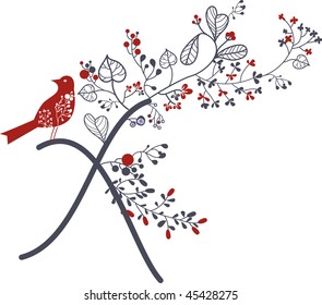 letter x with bird