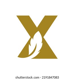 Letter X Bird Feather Logo Design Concept For Law Identity Vector Template