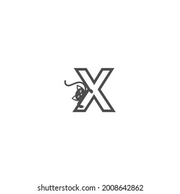 Letter X with black cat icon logo design template vector