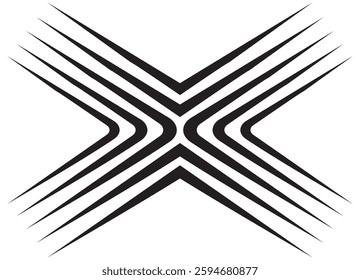 Letter X from black lines on a white background. Abstract striped vector pattern. Vector background for covers, modern design, prints, packaging and graphic projects. Design element. logo