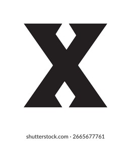 Buchstabe X in schwarzer Form Silhouette Symbol, Vektorgrafik, flaches Design auf weißem Hintergrund