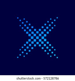 Letter X Blue color, Dots logo, rounded rectangle shape, Digital and Technology logotype