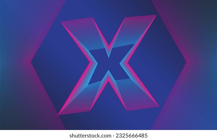 Letra X Azul Fondo Oscuro Resumen Diseño creativo Ilustración vectorial