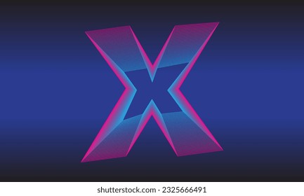 Letter X Blue Dark Background Abstract Vector Illustration Creative Design