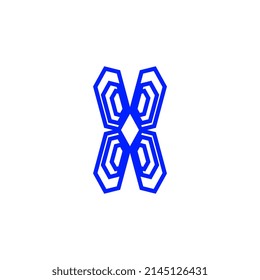 letra x logotipo dinámico azul