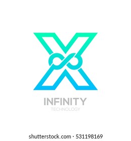 Letter X Blue and Green color Infinity logo,loops,Vector Logo template