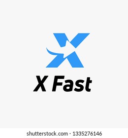 Letter X Blue logo with negative space arrow logo for business, transportation, delivery company . - Vector Illustration