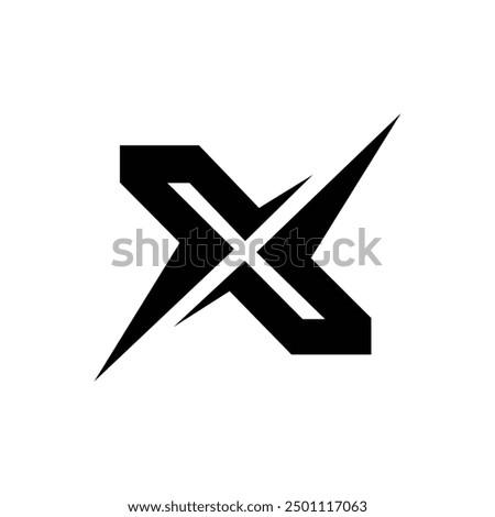 Letter X with bold arrow shape modern gaming logo