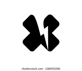 Letter X with Bolt Shape Logo Template, Icon, Symbol - Vector