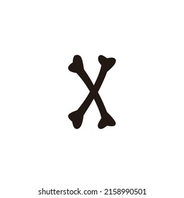 Letter x bone geometric symbol simple logo vector