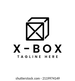 letter x box line logo design